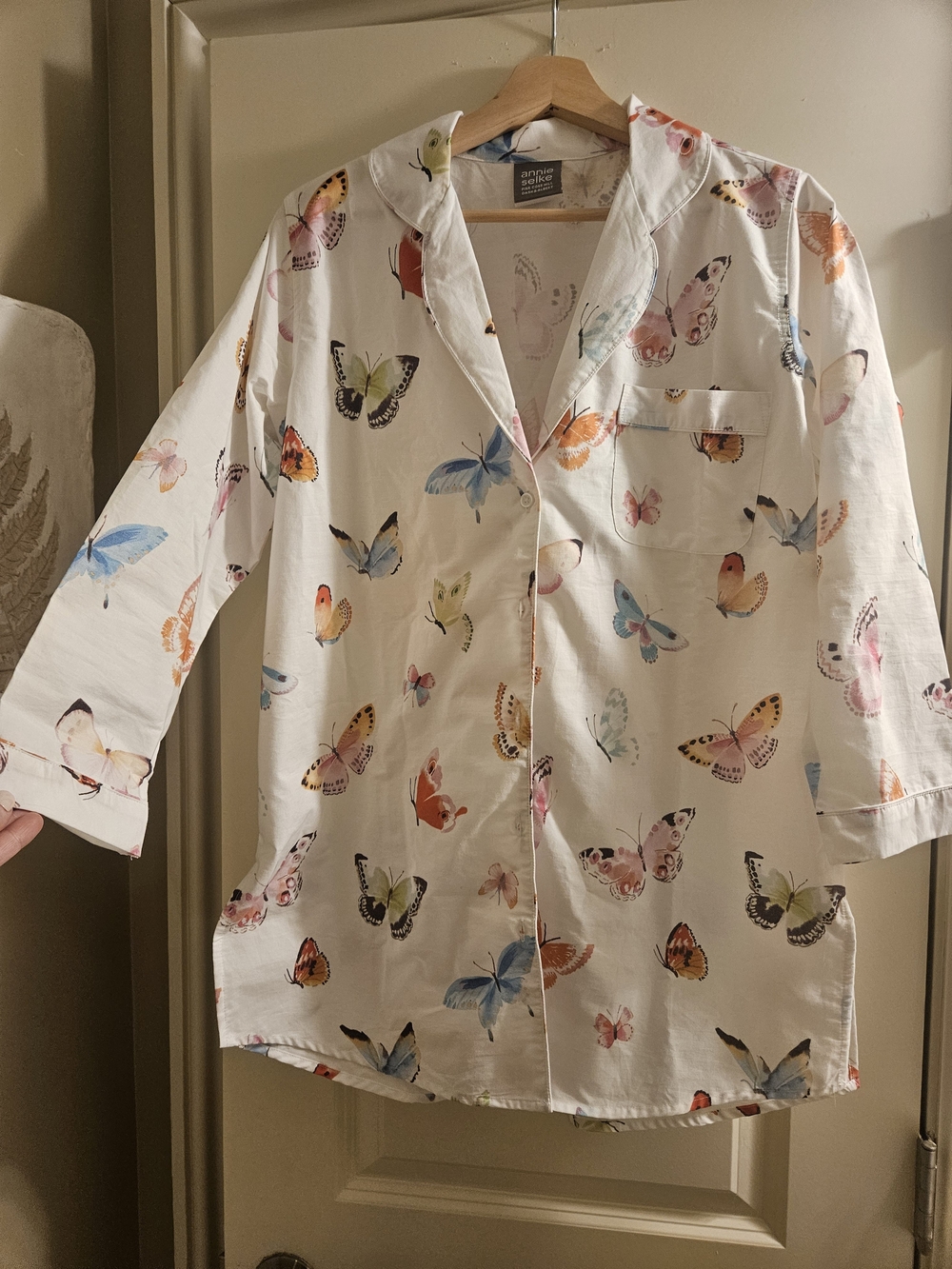 Annie Selke Pine Cone Hill Butterfly Print Cotton Pajama Set Size Small - Picture 4 of 9